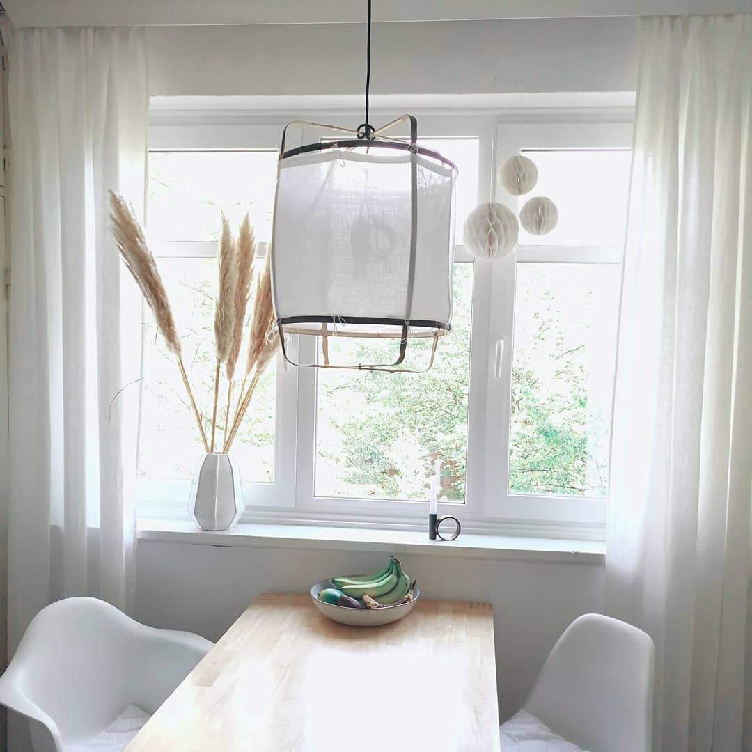 Boho Hanglamp Van Stof En Bamboe - Unieke Sfeerverlichting Voor Woonkamer en Eetkamer