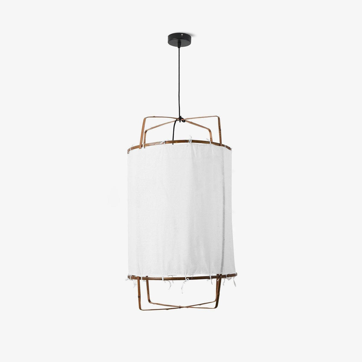 Boho Hanglamp Van Stof En Bamboe - Unieke Sfeerverlichting Voor Woonkamer en Eetkamer