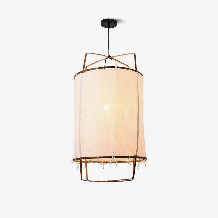 Boho Hanglamp Van Stof En Bamboe - Unieke Sfeerverlichting Voor Woonkamer en Eetkamer