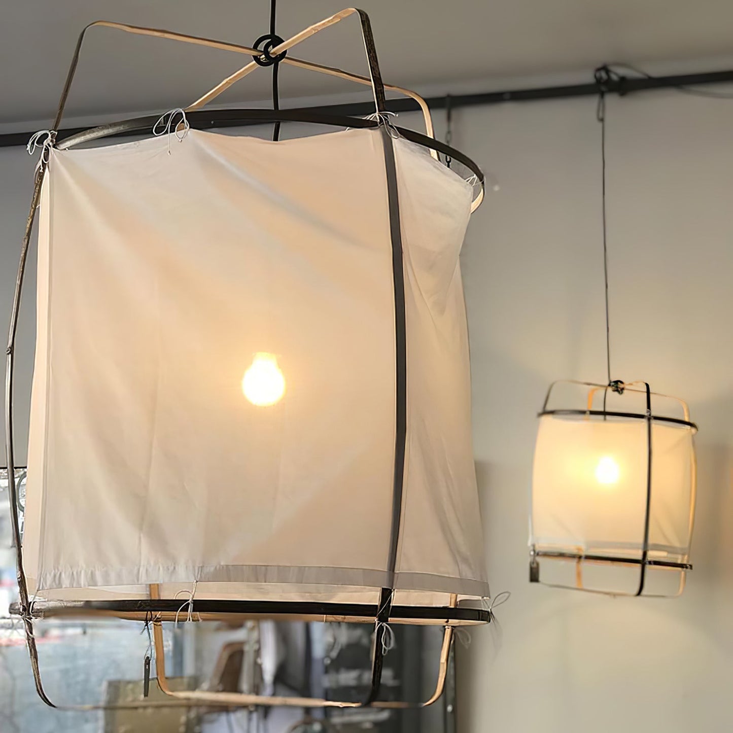 Boho Hanglamp Van Stof En Bamboe - Unieke Sfeerverlichting Voor Woonkamer en Eetkamer