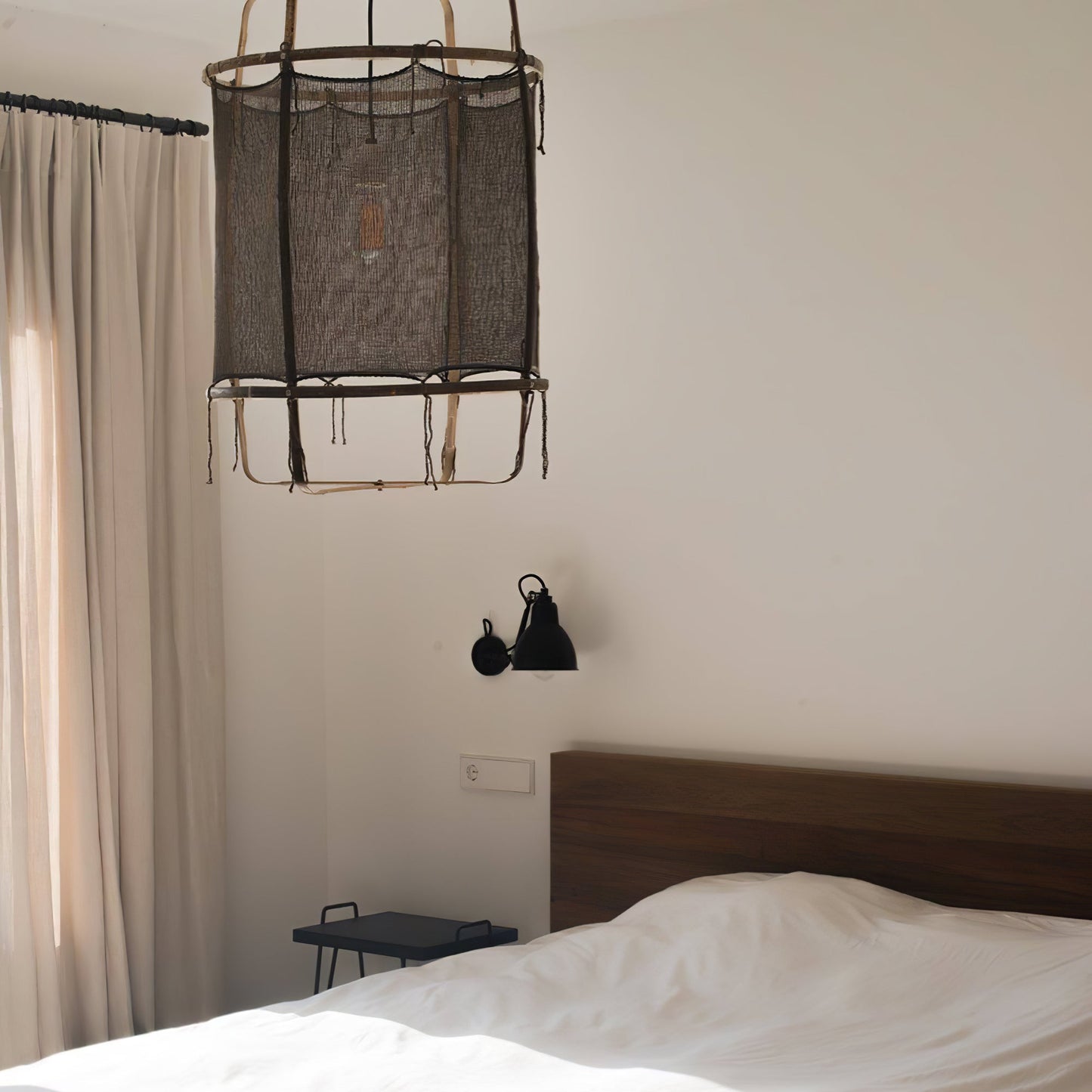 Boho Hanglamp Van Stof En Bamboe - Unieke Sfeerverlichting Voor Woonkamer en Eetkamer