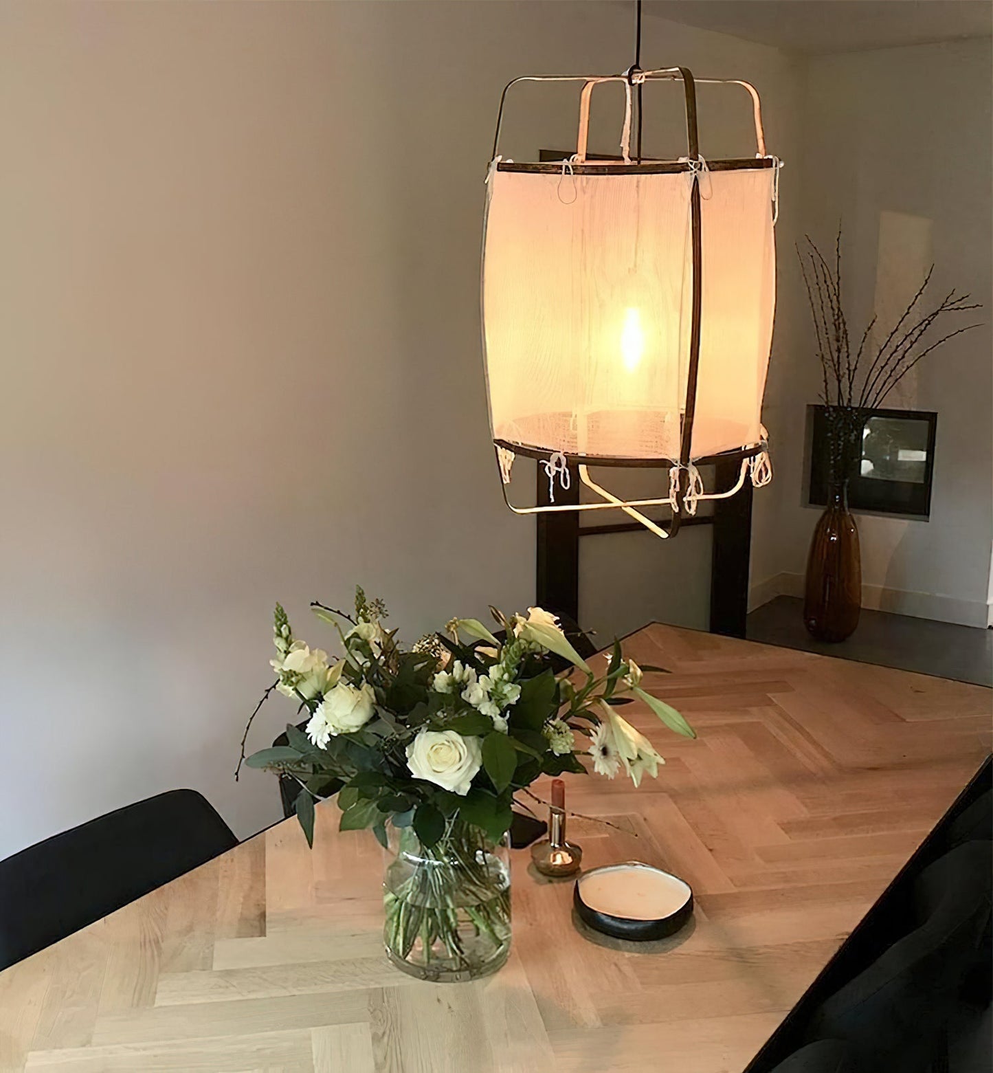 Boho Hanglamp Van Stof En Bamboe - Unieke Sfeerverlichting Voor Woonkamer en Eetkamer