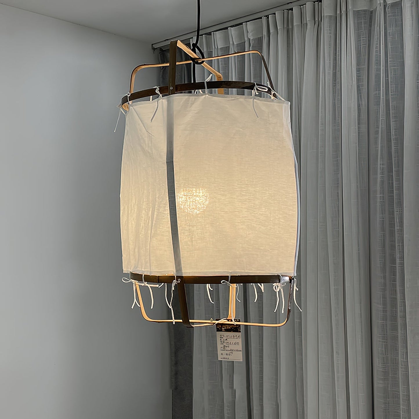 Boho Hanglamp Van Stof En Bamboe - Unieke Sfeerverlichting Voor Woonkamer en Eetkamer