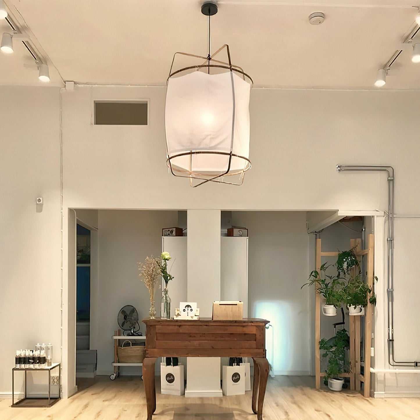 Boho Hanglamp Van Stof En Bamboe - Unieke Sfeerverlichting Voor Woonkamer en Eetkamer