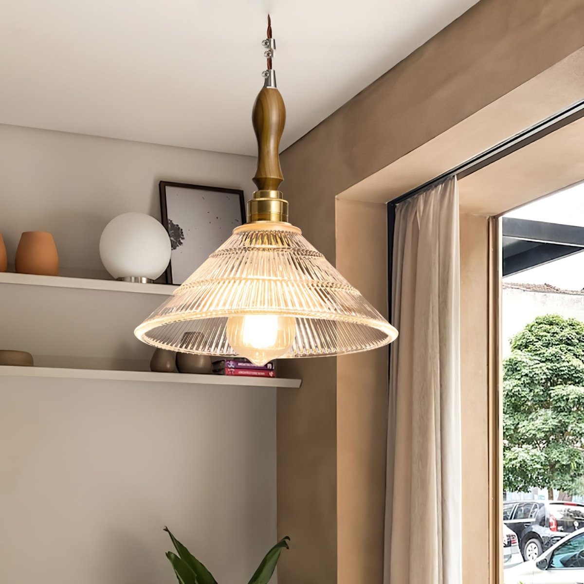 RippleGlass Vintage Hanglamp - Tijdloze Plafondlamp Voor Keuken en Eetkamer