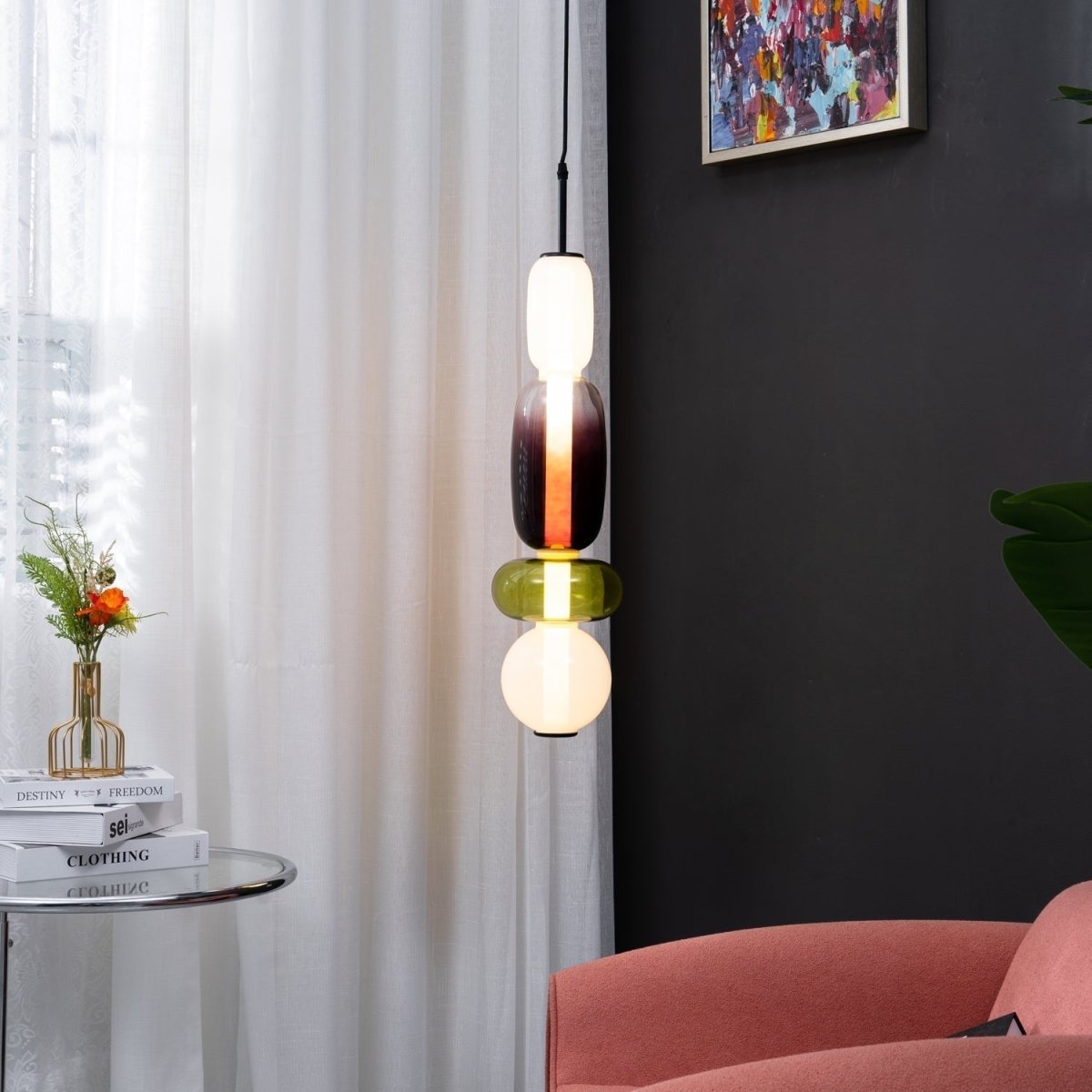 LumaSphere™ Glazen Hanglamp – Moderne LED Verlichting met Kleurrijk Design voor Stijlvol Interieur