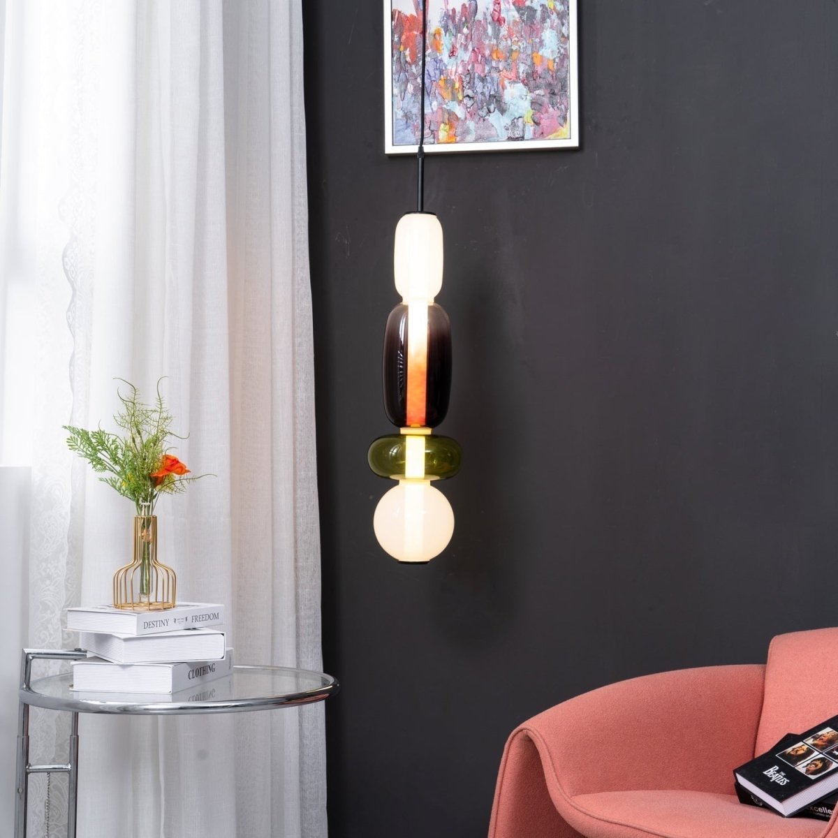 LumaSphere™ Glazen Hanglamp – Moderne LED Verlichting met Kleurrijk Design voor Stijlvol Interieur