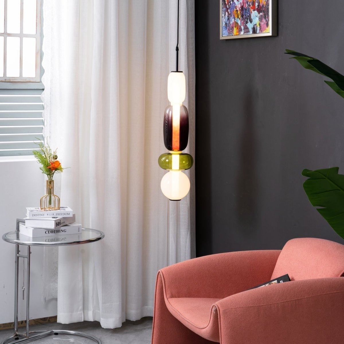 LumaSphere™ Glazen Hanglamp – Moderne LED Verlichting met Kleurrijk Design voor Stijlvol Interieur