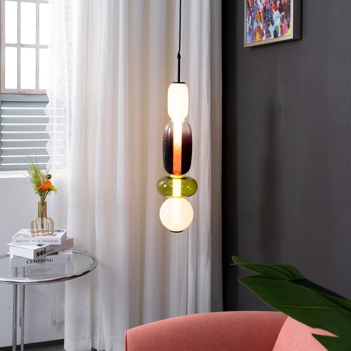 LumaSphere™ Glazen Hanglamp – Moderne LED Verlichting met Kleurrijk Design voor Stijlvol Interieur