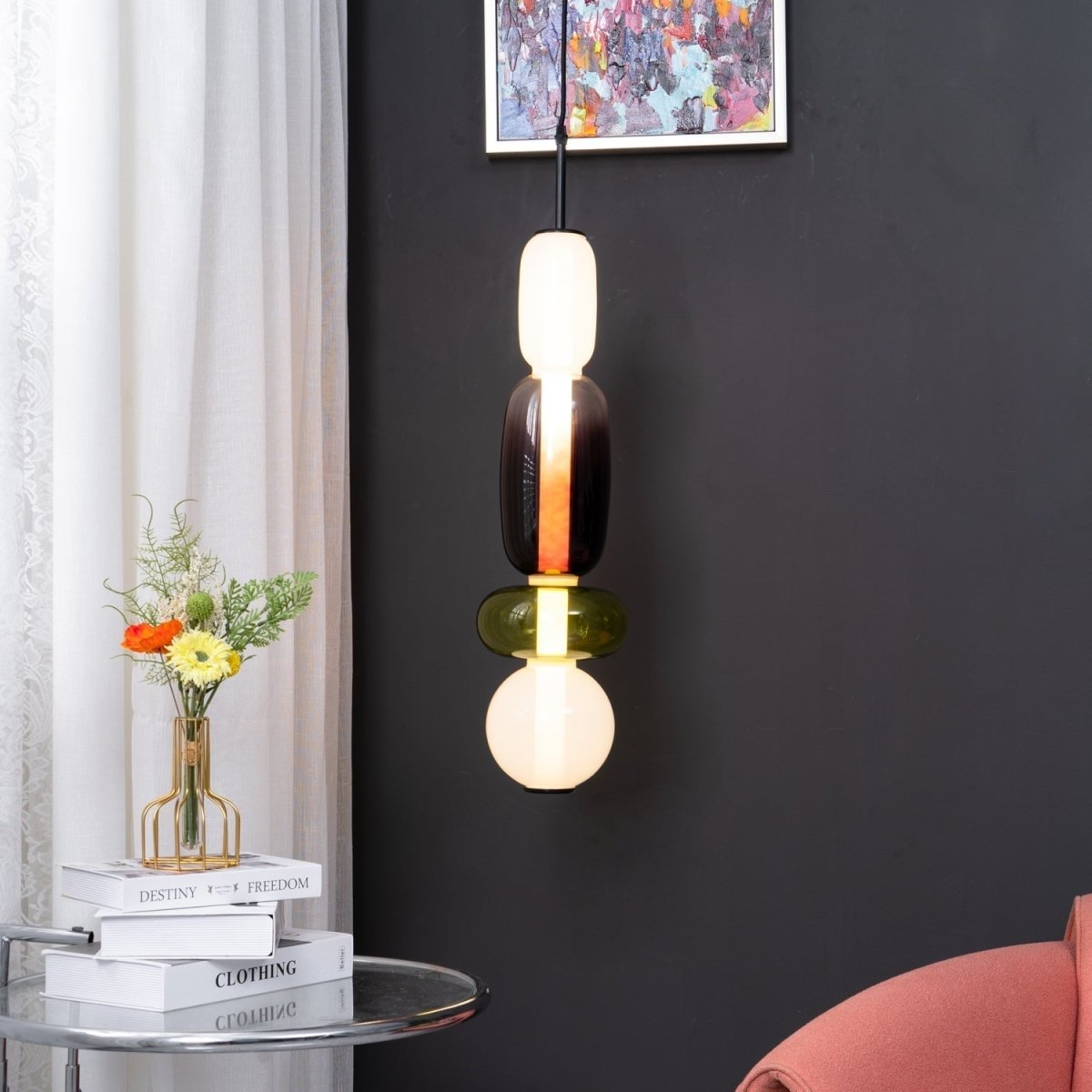 LumaSphere™ Glazen Hanglamp – Moderne LED Verlichting met Kleurrijk Design voor Stijlvol Interieur