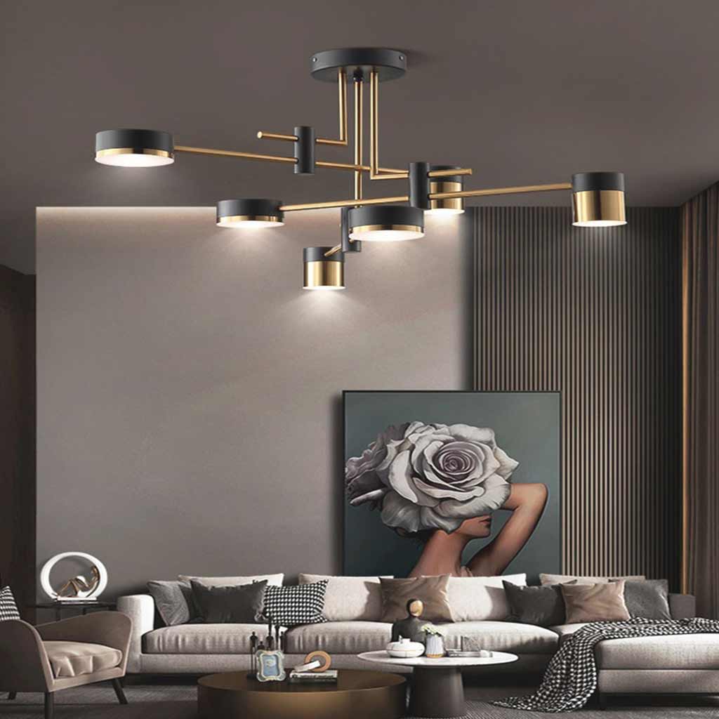 Orbis Minimalistische Zwart-Gouden Kroonluchter - Moderne Multi-Arm LED Hanglamp