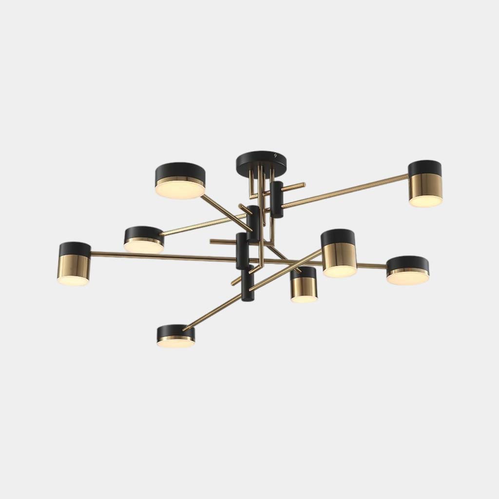 Orbis Minimalistische Zwart-Gouden Kroonluchter - Moderne Multi-Arm LED Hanglamp