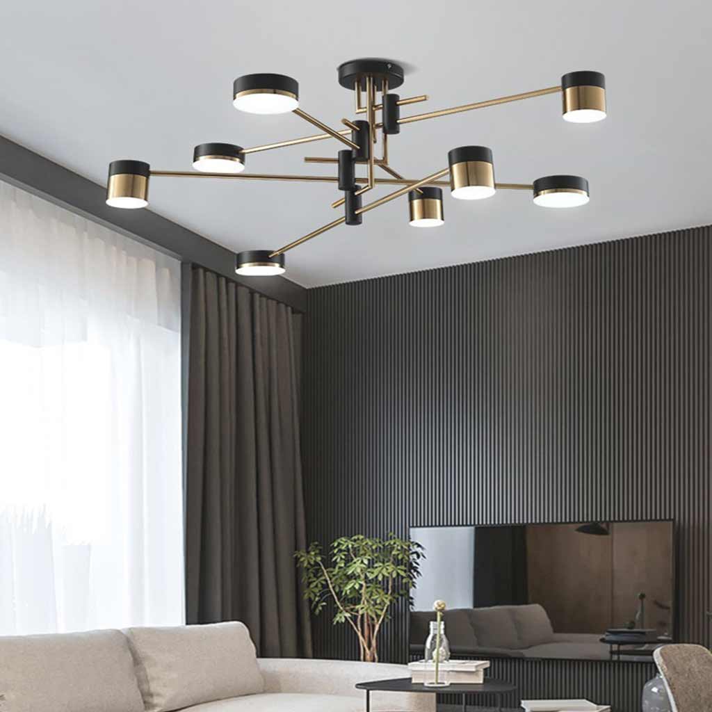 Orbis Minimalistische Zwart-Gouden Kroonluchter - Moderne Multi-Arm LED Hanglamp