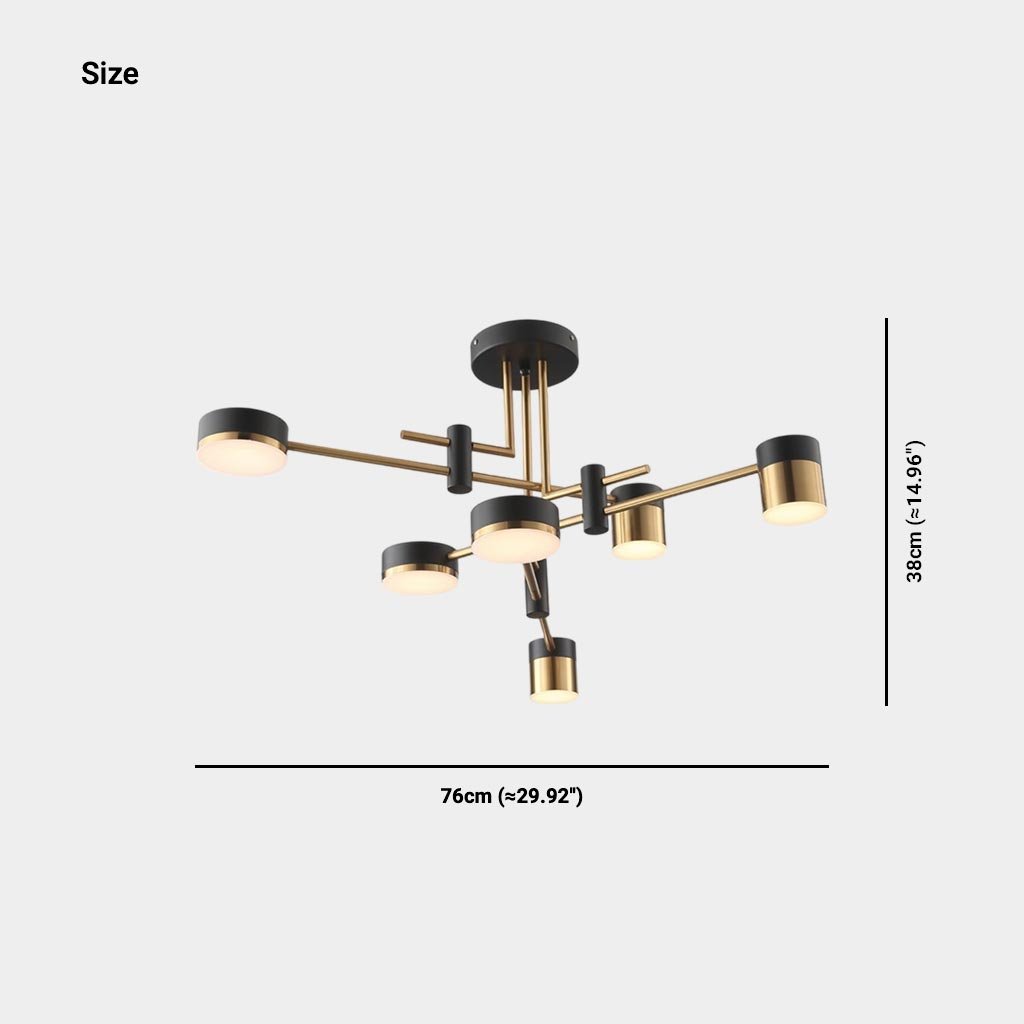 Orbis Minimalistische Zwart-Gouden Kroonluchter - Moderne Multi-Arm LED Hanglamp