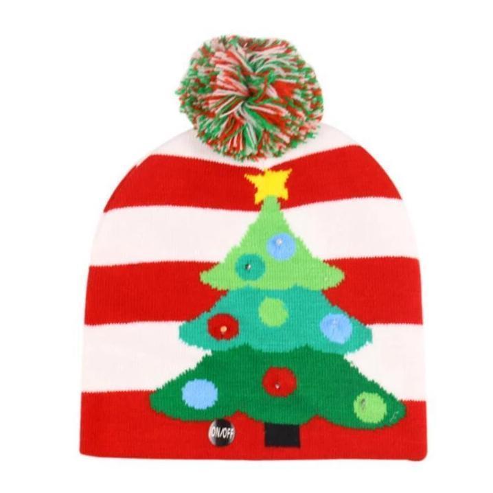 Gebreide Kerstmis Muts - Beanie met LED Lichtjes