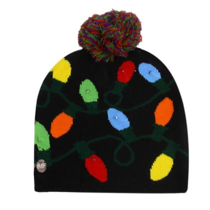 Gebreide Kerstmis Muts - Beanie met LED Lichtjes