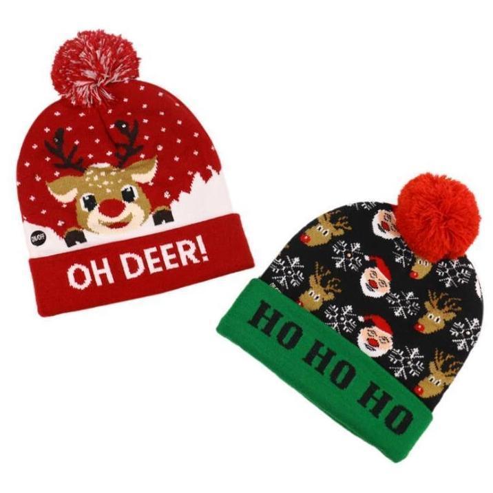 Gebreide Kerstmis Muts - Beanie met LED Lichtjes