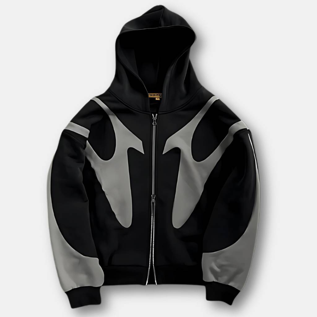 Raven™ Streetwear Hoodie met Ritssluiting – Comfortabele Y2K Stijl voor Mannen