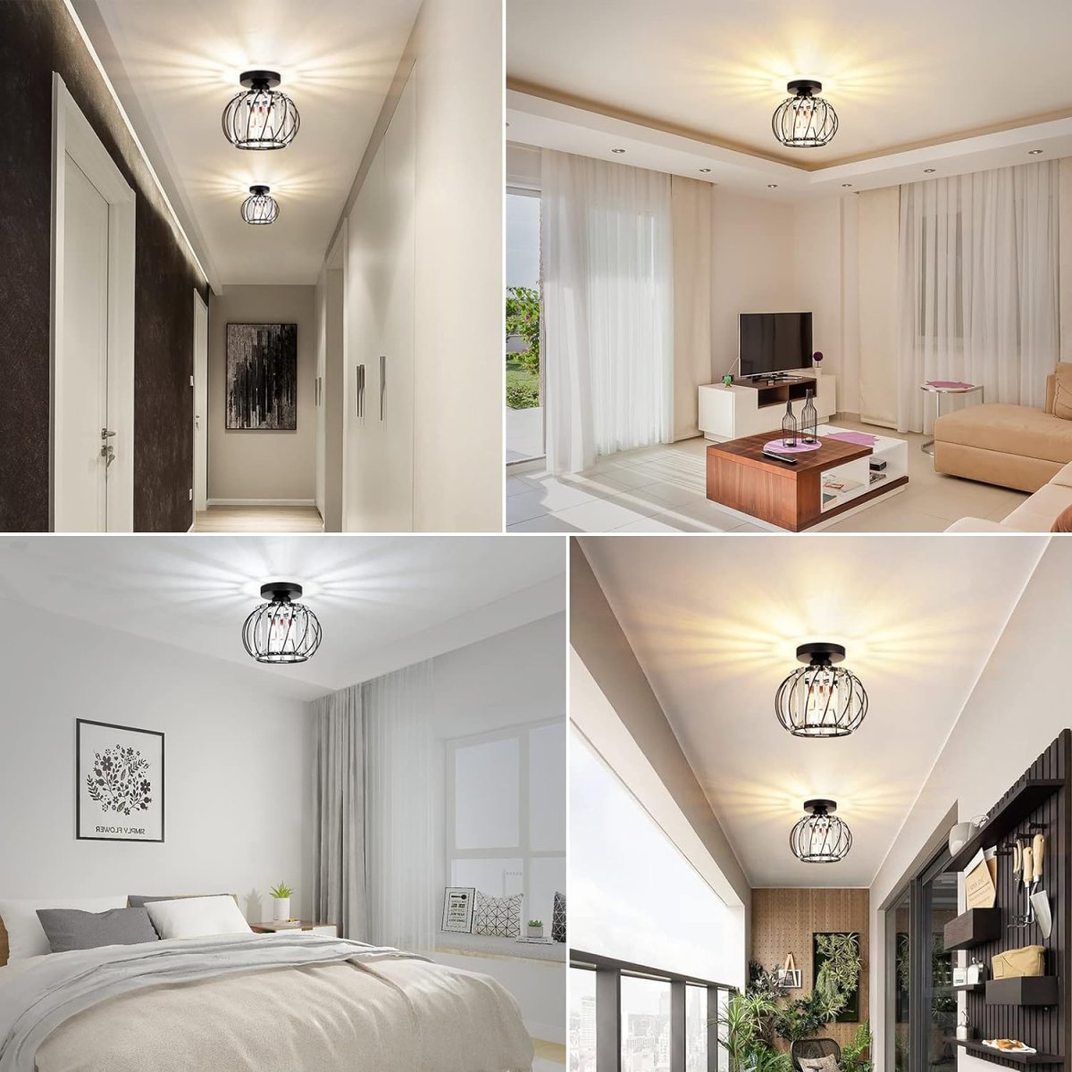 Moderne Zwarte Glazen Plafondlamp - Luxe LED Hall Verlichting voor Hal en Gang