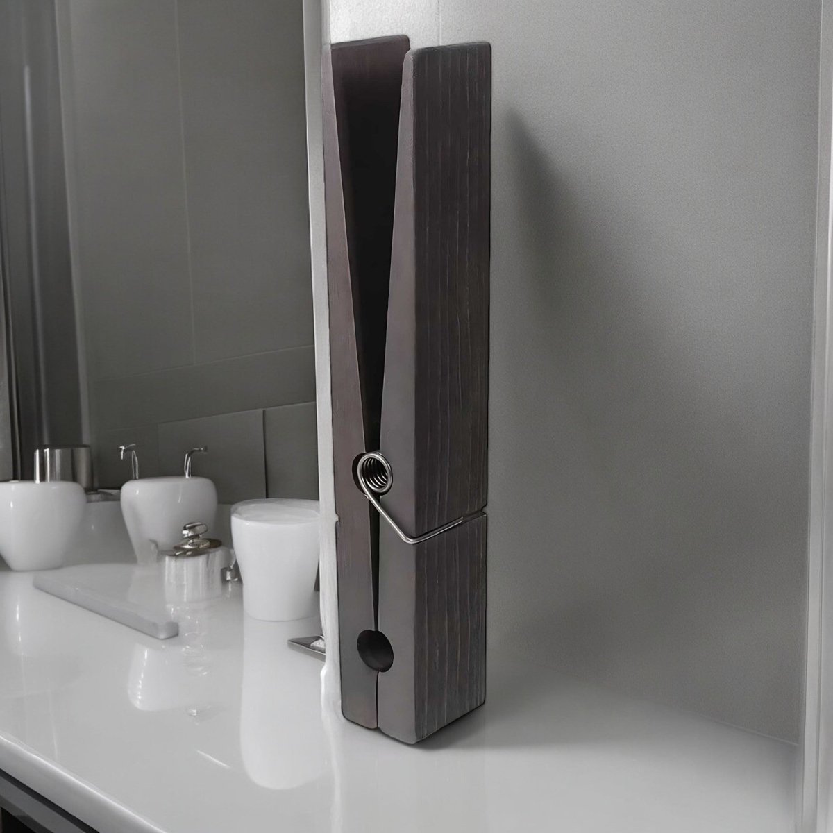 Oversized Houten Knijper Handdoekhouder - Decoratieve Houder voor Badkamer en Keuken