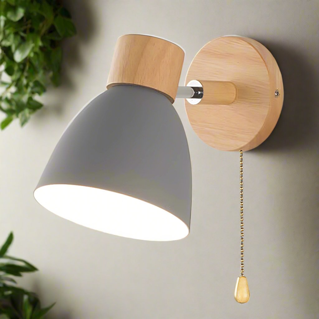 Viroa™ Houten Wandlamp | Moderne Scandinavische Wandverlichting met Trekschakelaar