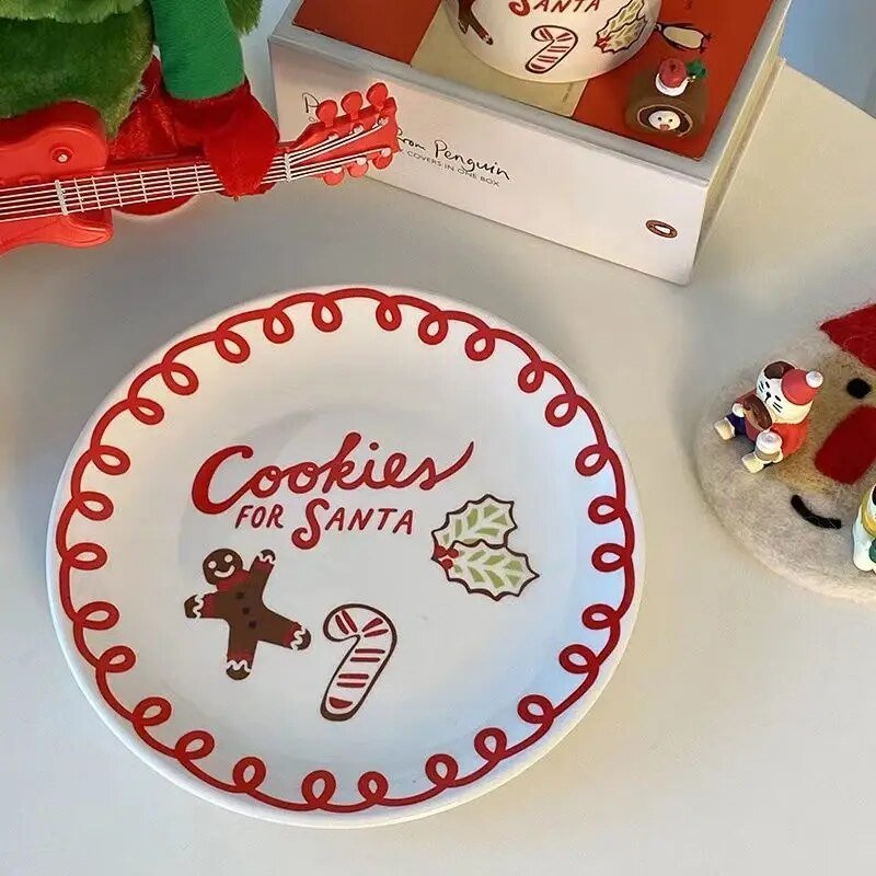 Kerst Bord "Cookies for Santa" - Decoratief Keramisch Servies voor de Feestdagen