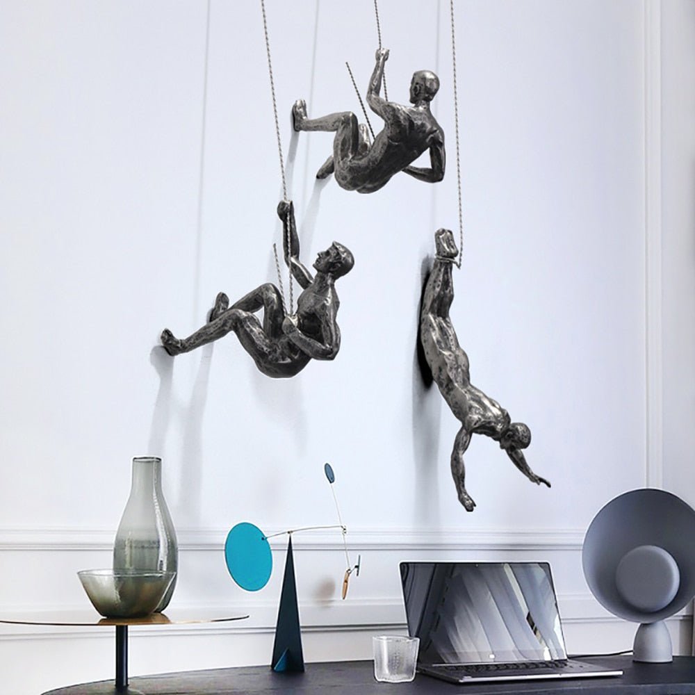 ClimbArt™ Rock Climbing Wanddecoratie | Unieke Klim Sculptuur van Hars en Metaal