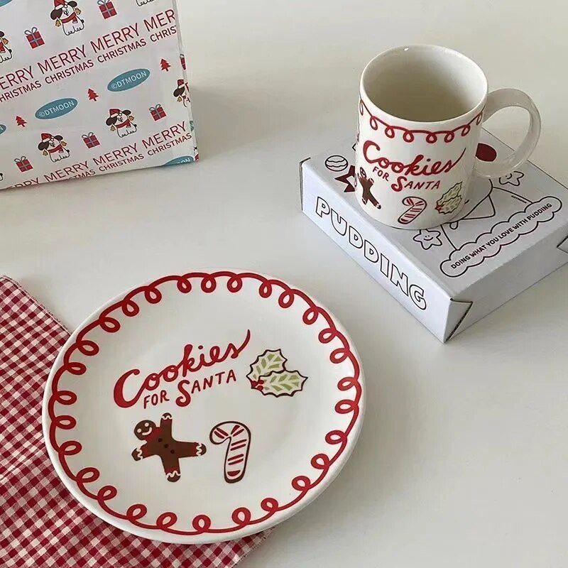 Kerst Bord "Cookies for Santa" - Decoratief Keramisch Servies voor de Feestdagen