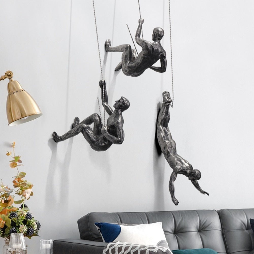 ClimbArt™ Rock Climbing Wanddecoratie | Unieke Klim Sculptuur van Hars en Metaal