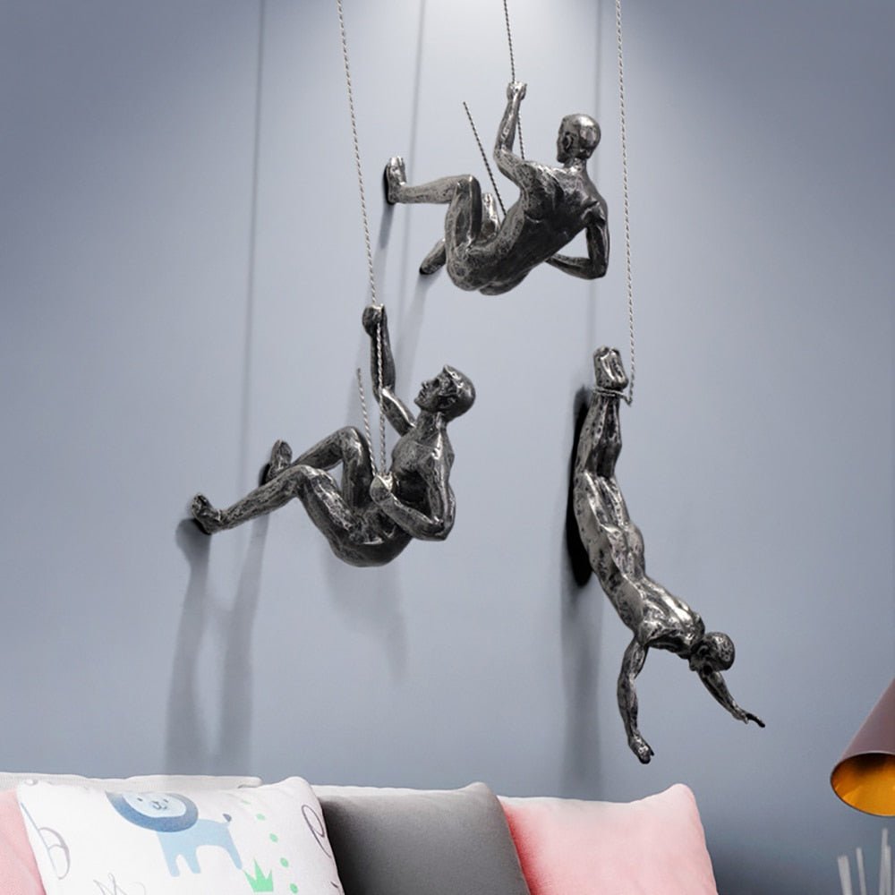 ClimbArt™ Rock Climbing Wanddecoratie | Unieke Klim Sculptuur van Hars en Metaal