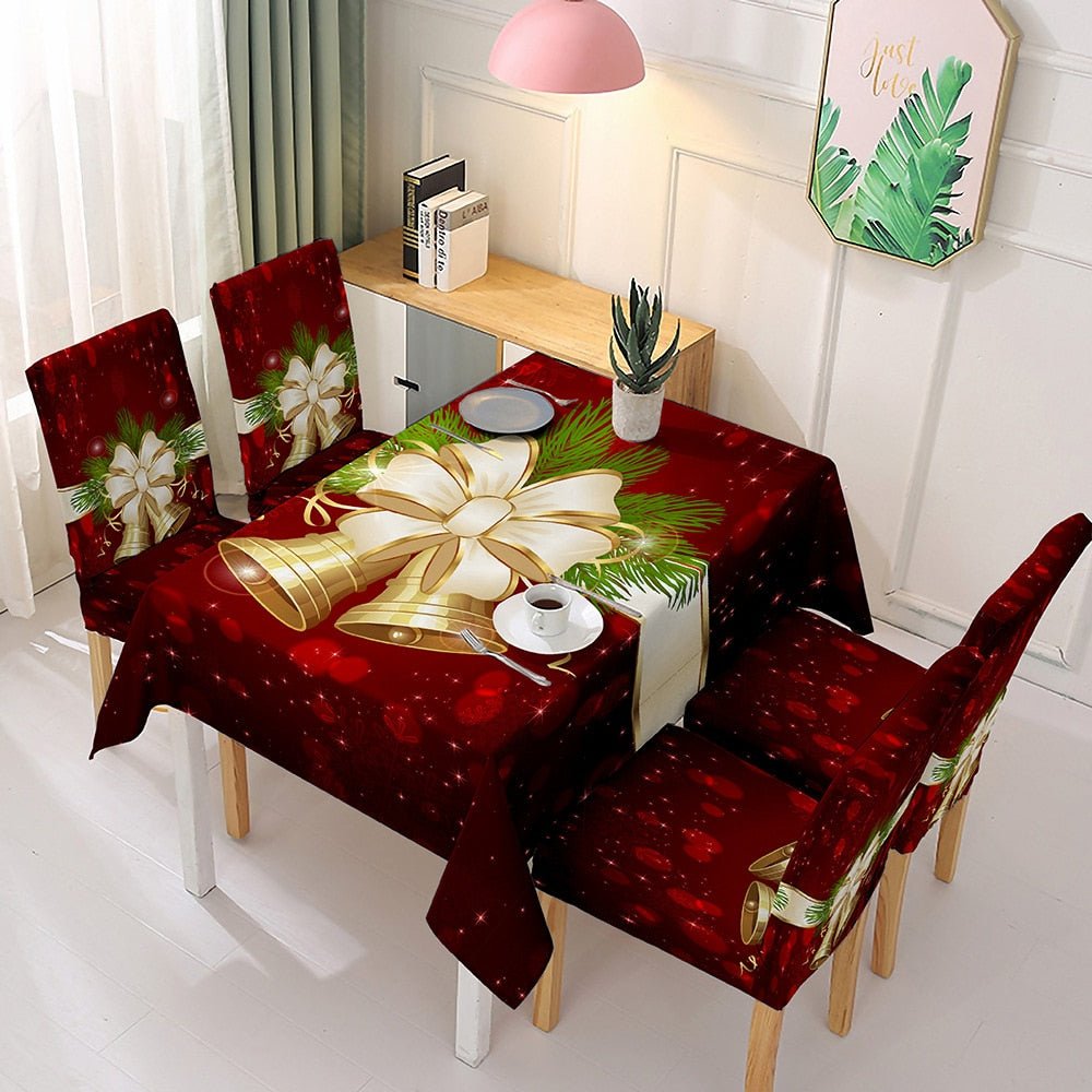 Kerst Tafelkleed en Stoelhoezen Set – Santa Claus Decor voor Eettafel en Stoelen