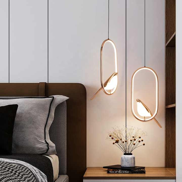 Aviara™ Luxe Pendellamp met Gouden Vogel | Stijlvolle Verlichting