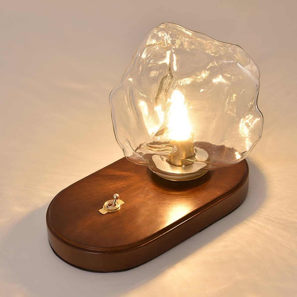 Matglazen Tafellamp met Bewegingssensor - Moderne Draadloze Sfeerlamp met Houten Design