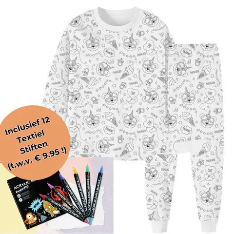 PyjamaArt™ – Inkleurbare Kinder Pyjama – Creativiteit en Slaapplezier Gecombineerd