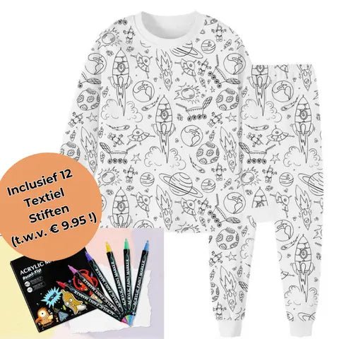 PyjamaArt™ – Inkleurbare Kinder Pyjama – Creativiteit en Slaapplezier Gecombineerd