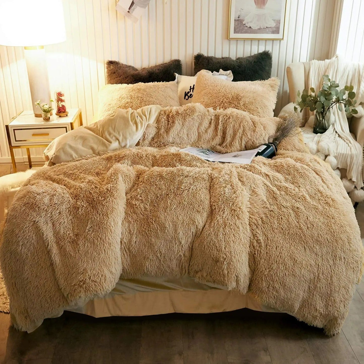 Luxe Ultra Zachte Fluwelen Dekbedovertrekset - 3-delige Fluffy Beddengoed Set