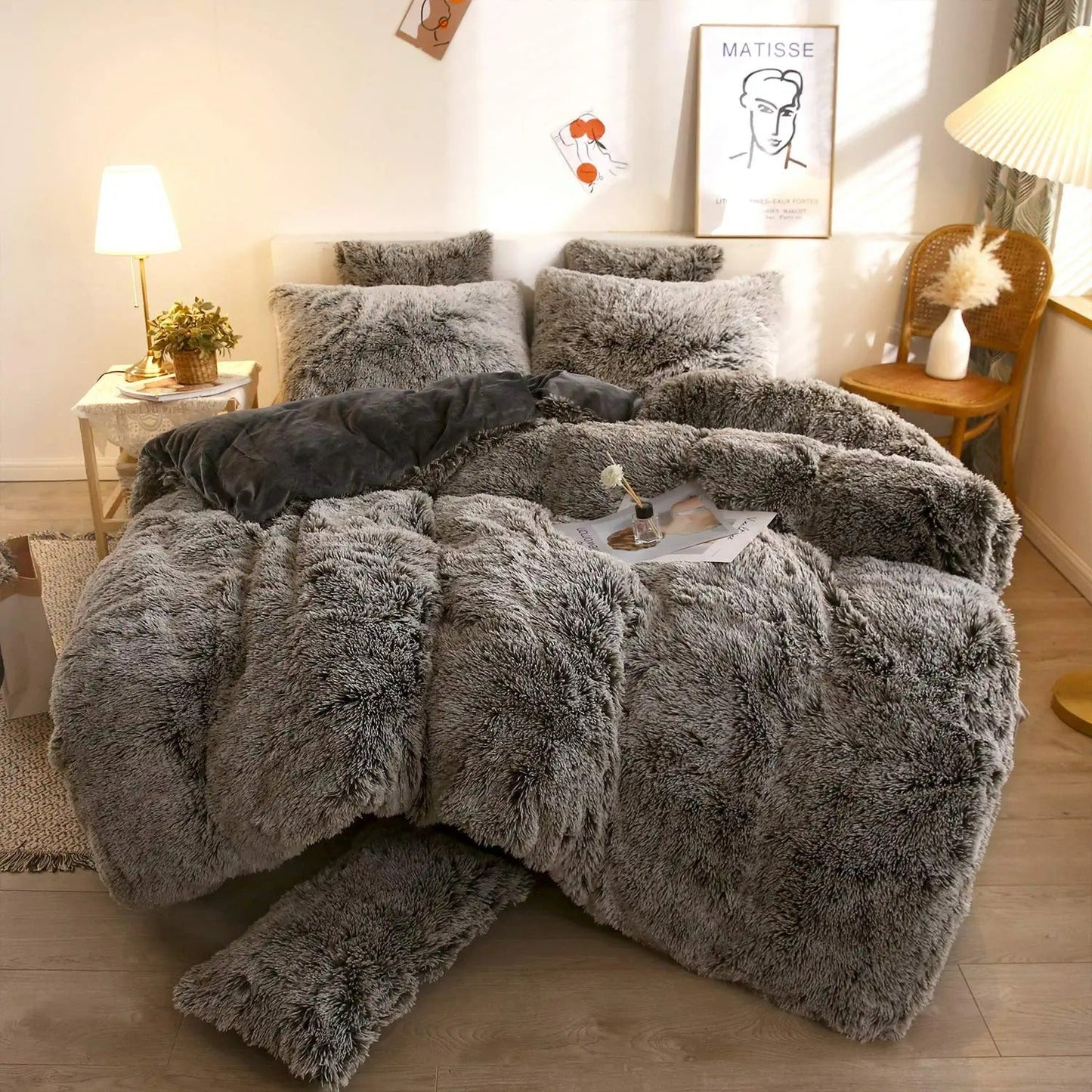 Luxe Ultra Zachte Fluwelen Dekbedovertrekset - 3-delige Fluffy Beddengoed Set