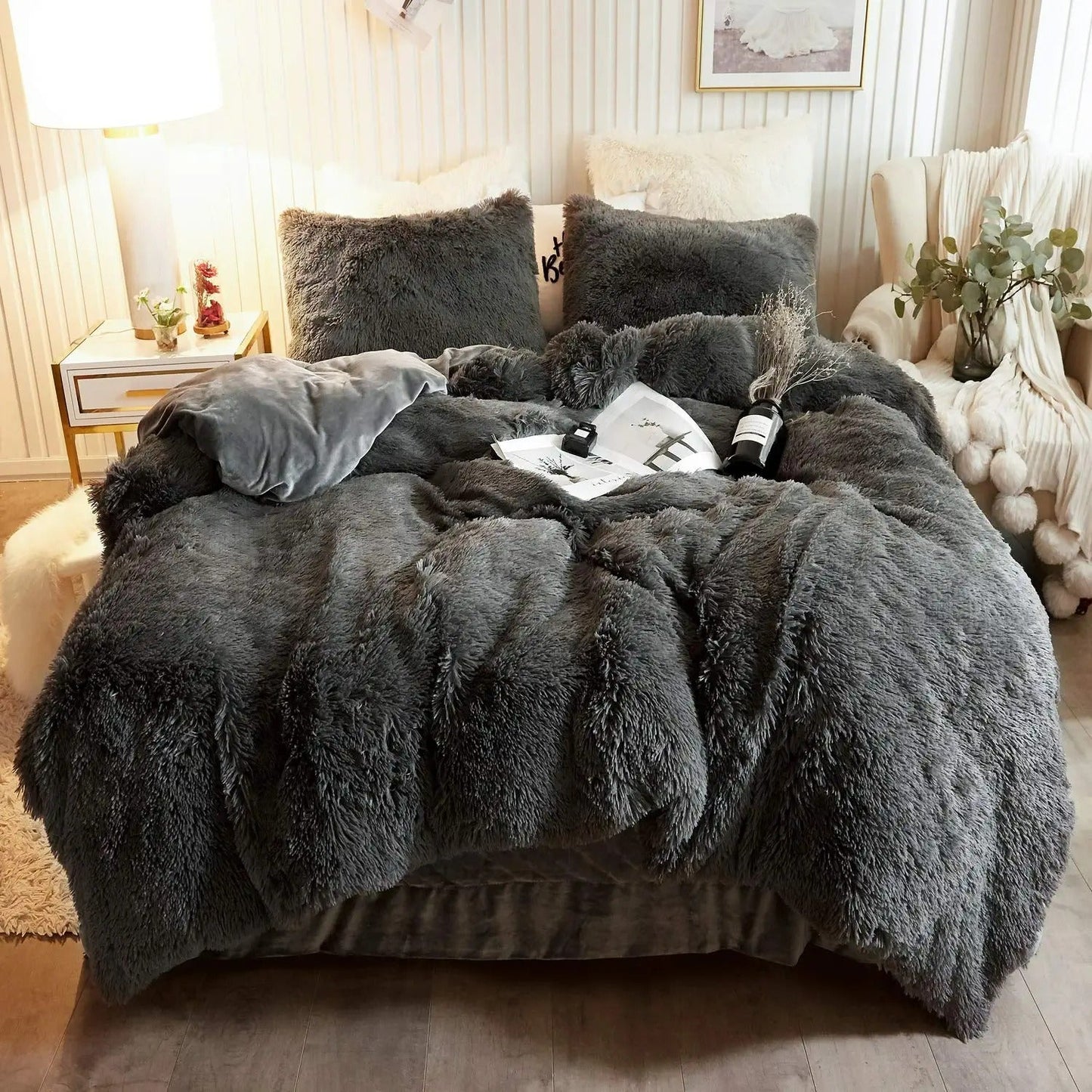 Luxe Ultra Zachte Fluwelen Dekbedovertrekset - 3-delige Fluffy Beddengoed Set