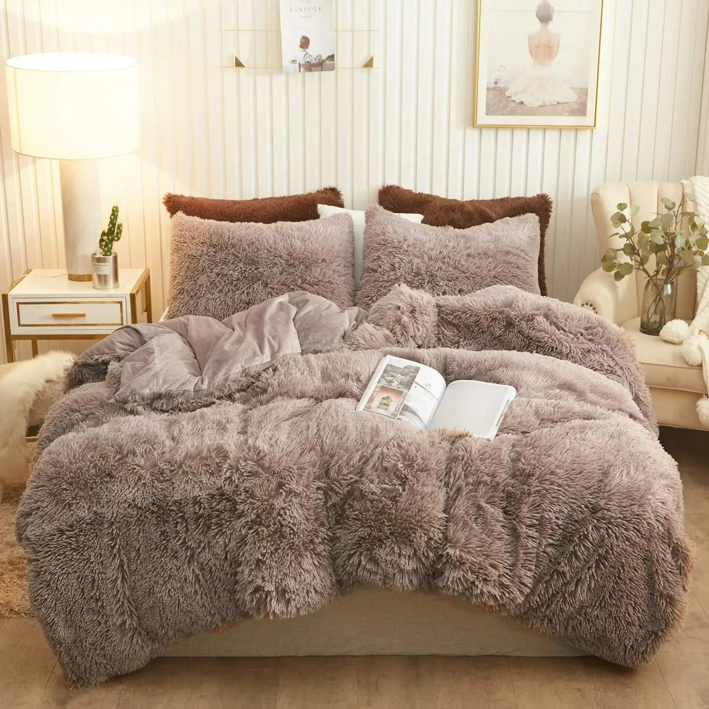 Luxe Ultra Zachte Fluwelen Dekbedovertrekset - 3-delige Fluffy Beddengoed Set