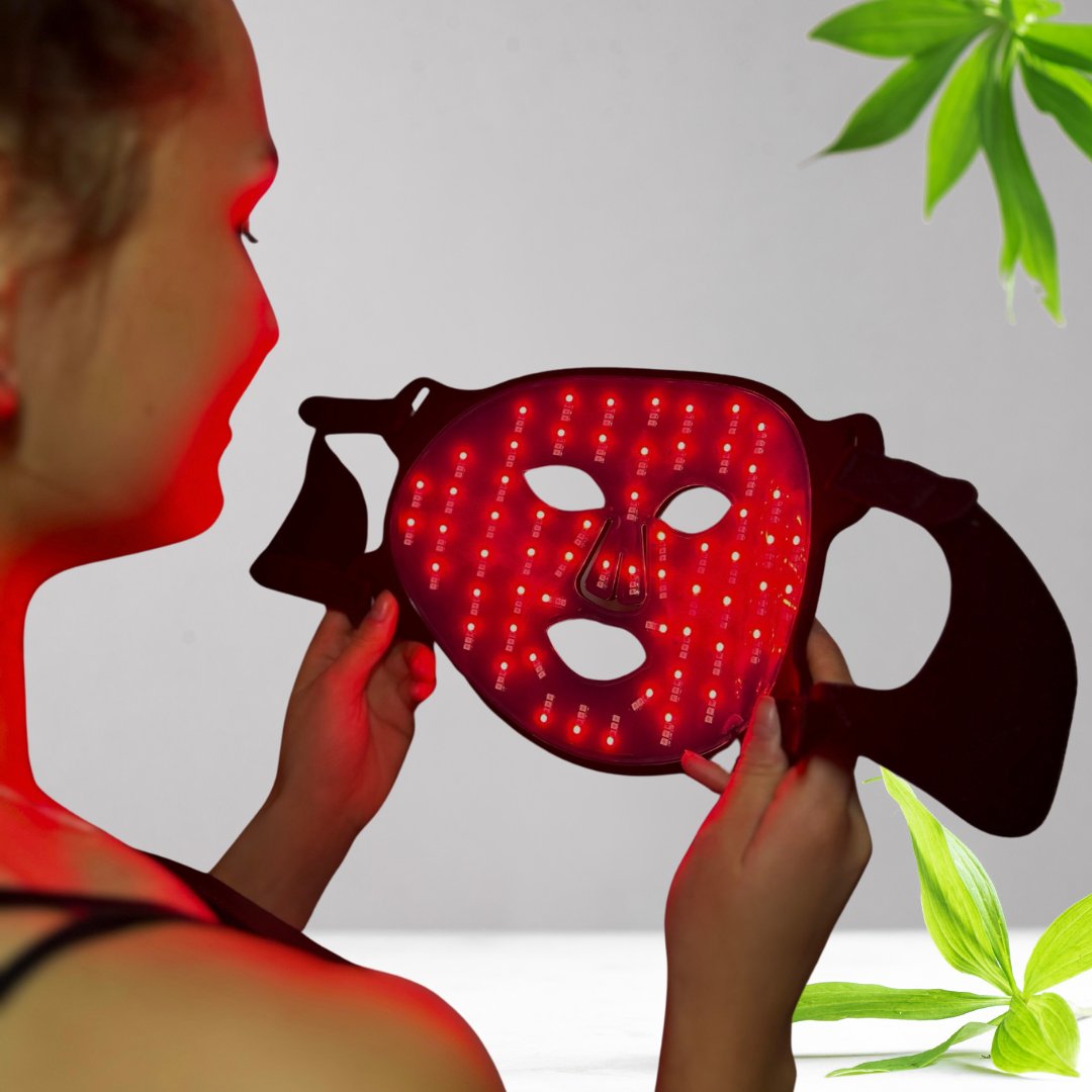 RejuvaLight™ Deluxe LED Gezichtsmasker – Rood, Blauw & Geel Lichttherapie – Voor Huidverjonging & Acne Behandeling