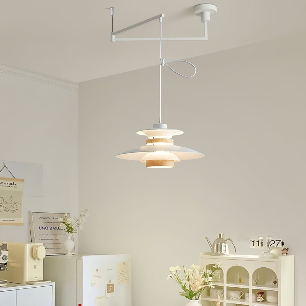 Mercerra™ Hanglamp met Zwenkarm - Modern Design met Houten Details