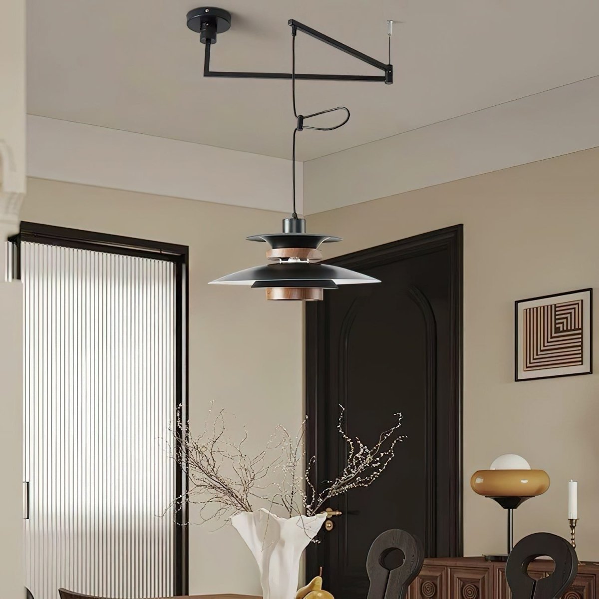 Mercerra™ Hanglamp met Zwenkarm - Modern Design met Houten Details