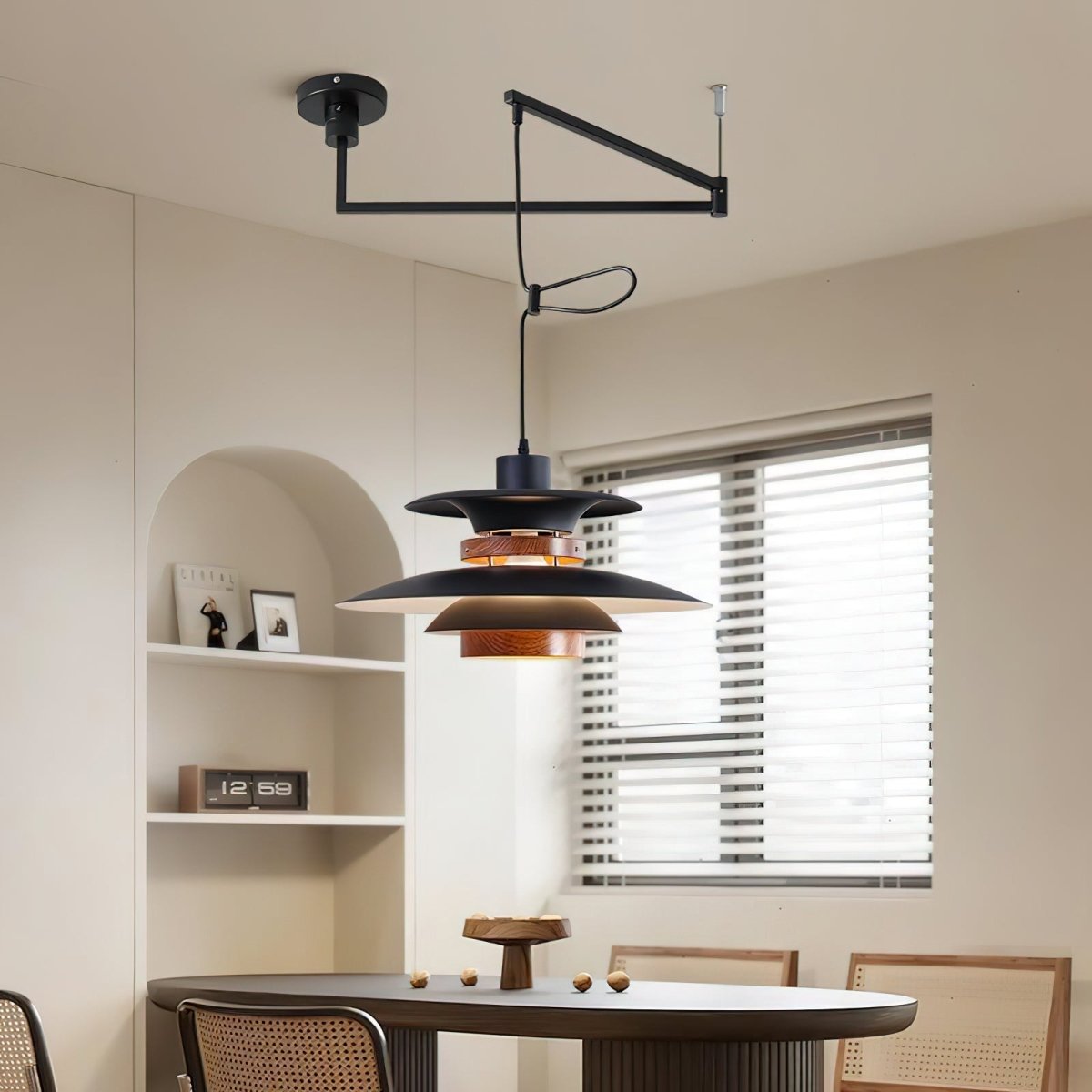 Mercerra™ Hanglamp met Zwenkarm - Modern Design met Houten Details