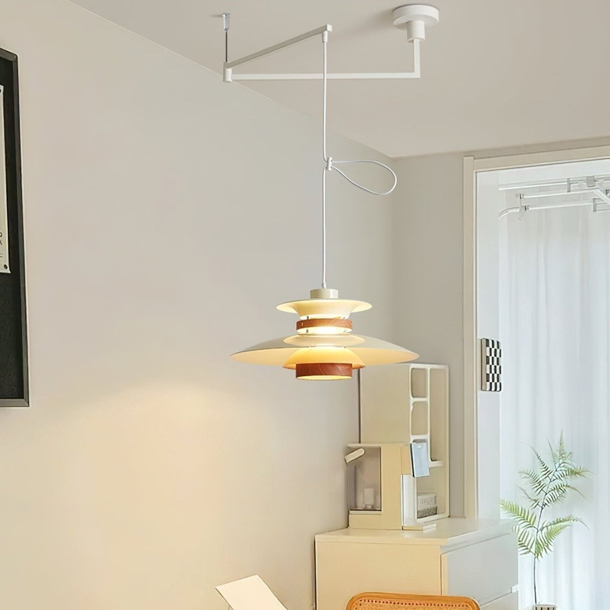 Mercerra™ Hanglamp met Zwenkarm - Modern Design met Houten Details