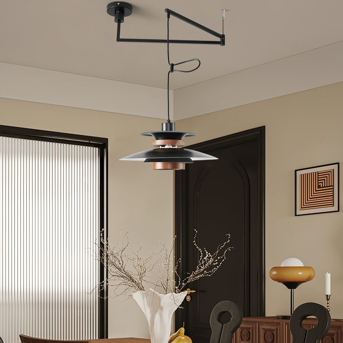 Mercerra™ Hanglamp met Zwenkarm - Modern Design met Houten Details