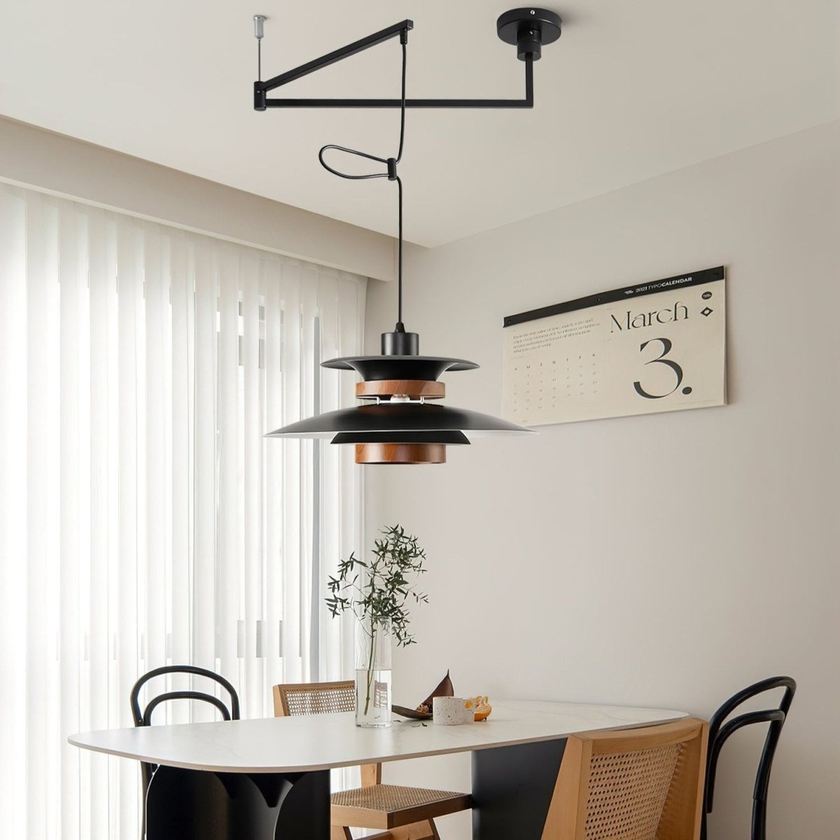 Mercerra™ Hanglamp met Zwenkarm - Modern Design met Houten Details