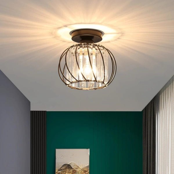 Moderne Zwarte Glazen Plafondlamp - Luxe LED Hall Verlichting voor Hal en Gang