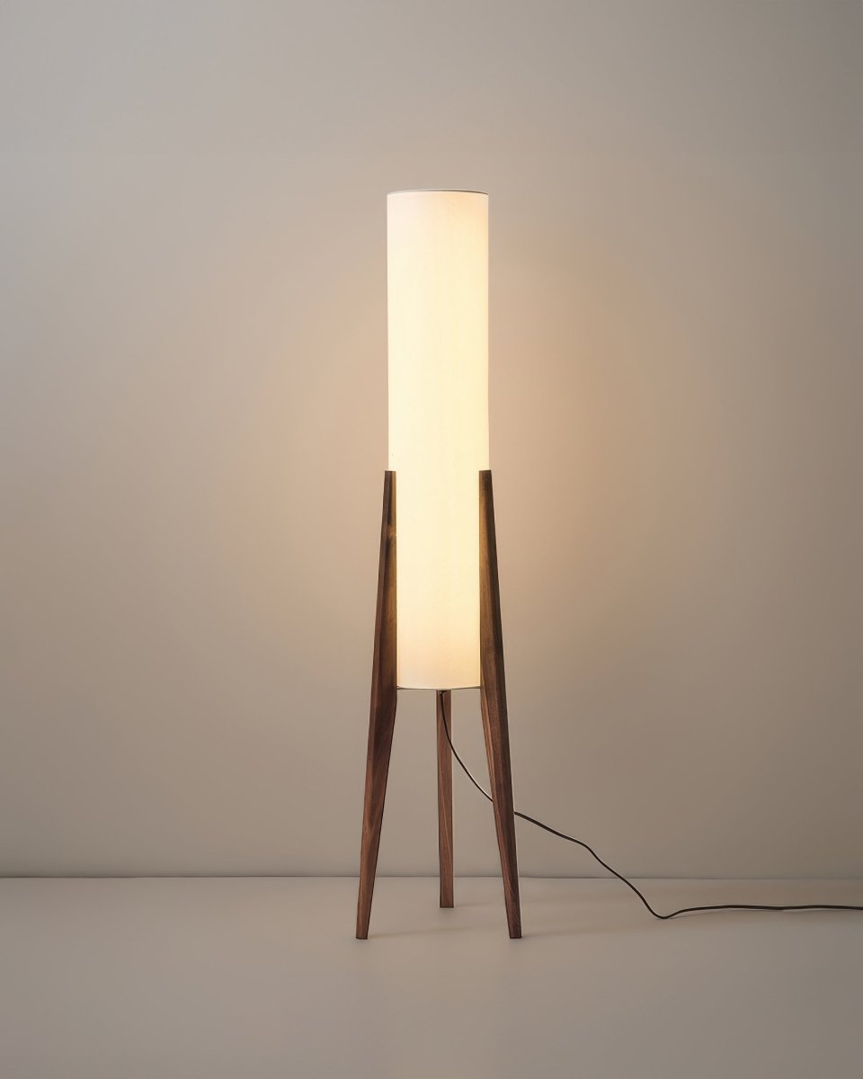 Walnoot Houten Vloerlamp – Luxe en Kunstzinnige Lamp van Massief Hout