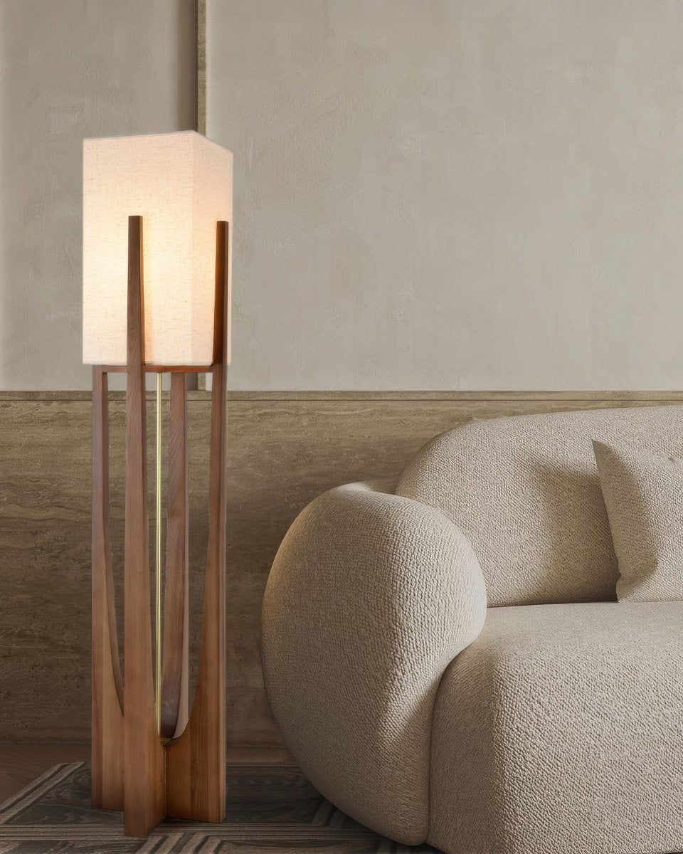 Walnoot Houten Staande Lamp - Japanse Minimalistische Vloerlamp voor Sfeerverlichting