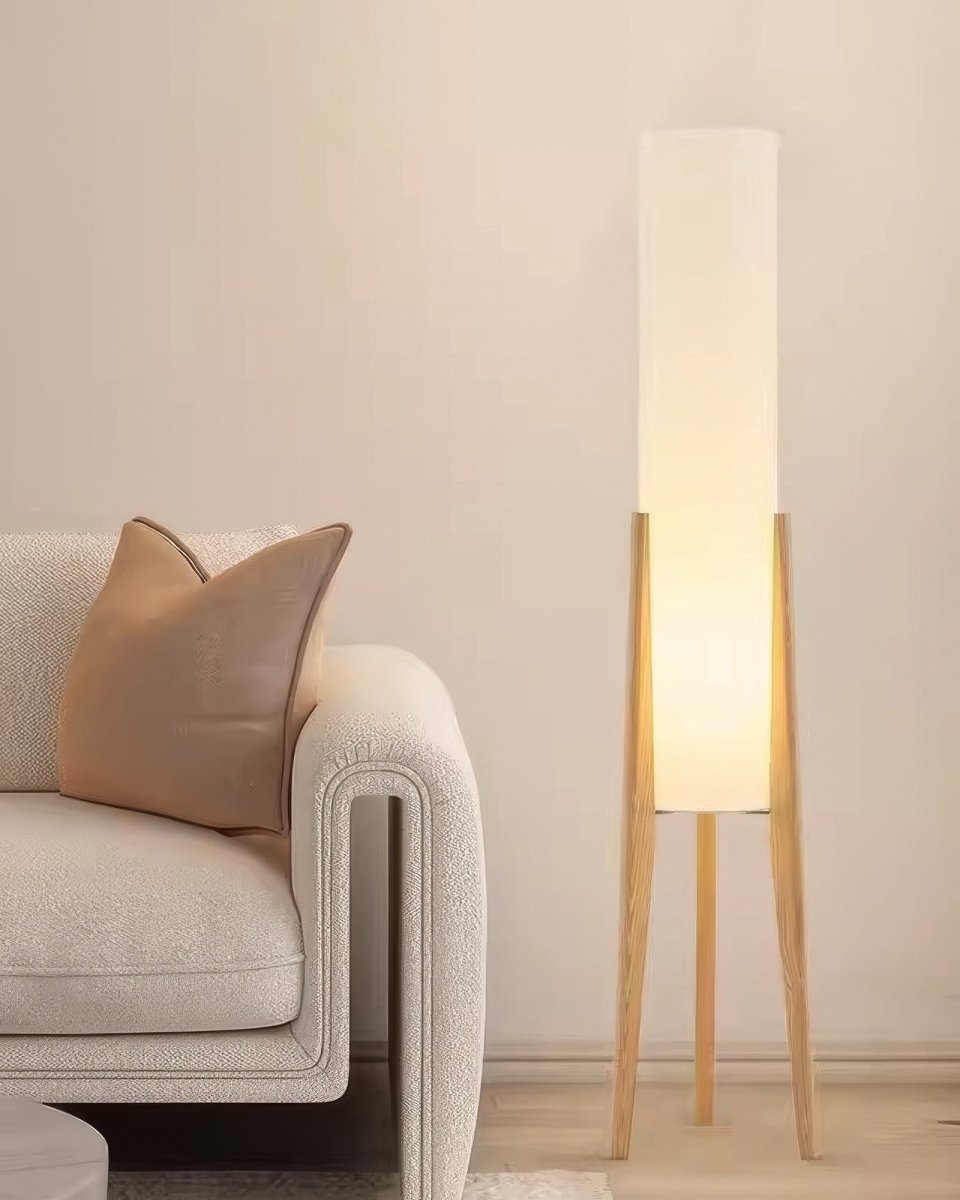 Walnoot Houten Vloerlamp – Luxe en Kunstzinnige Lamp van Massief Hout